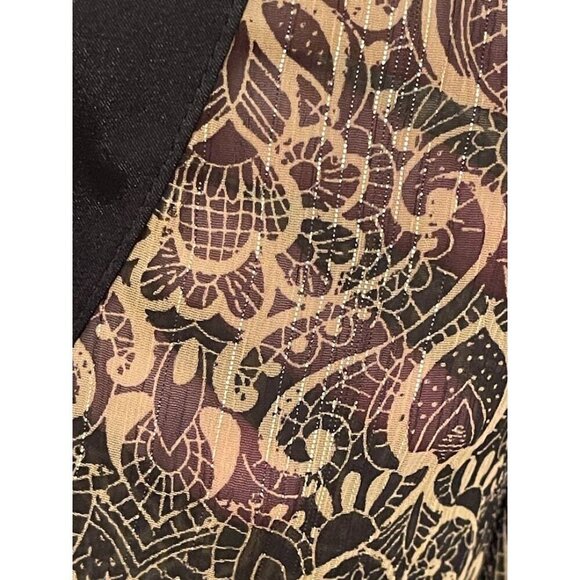 VINTAGE Boxy Apostrophe Printed Kimono Top Women's sz  20-22W gold and black she - Picture 8 of 14